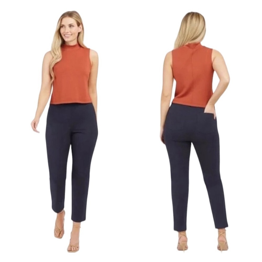 Spanx Women's Polished Ankle Slim Fit Classic Navy Stretch Pants Size Small